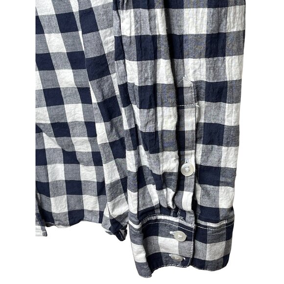 Crown and Ivy Top Women Button Up Shirt Preppy Checkered Blue Plaid Plus Size 0X - Picture 5 of 12